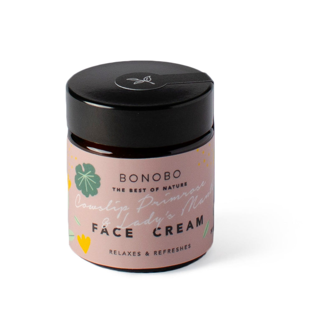 6. Studio shot of BONOBO Cowslip Primrose & Lady’s Mantle Face Cream jar, 30ml
