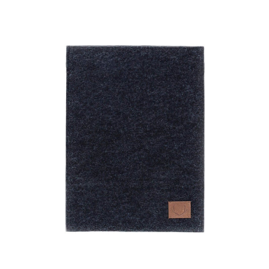 2. Studio image of Nordhale Bodem 13' black laptop sleeve made from recycled PET felt