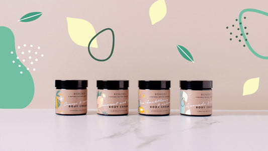 1. BONOBO Avocado and Lemon Body Cream held in hands, showcasing product use