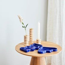1. Ceramic Wave Tray in Rectangular Blue by 5mm Paper on wooden table with decorative items