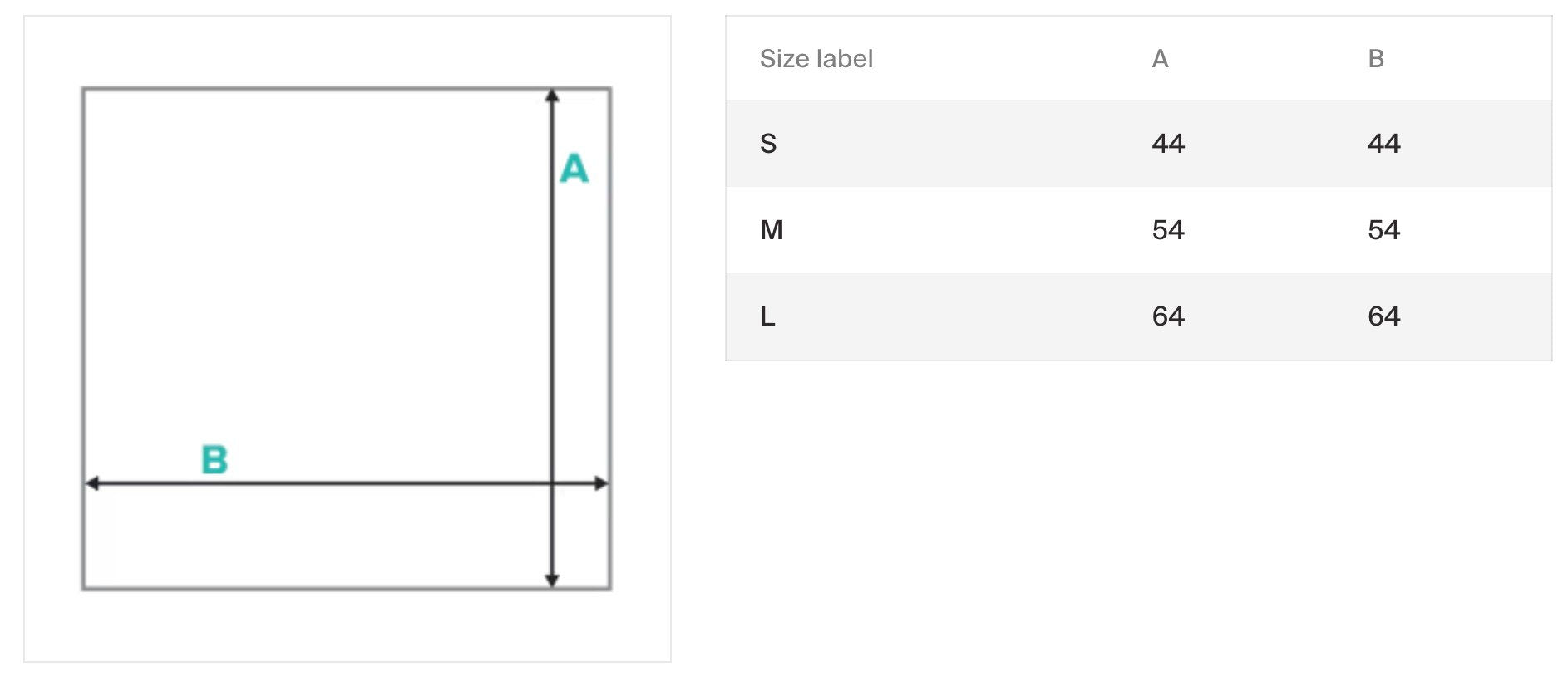 5. Size chart for Cherry Delight Bandana showing dimensions for sizes S, M, and L