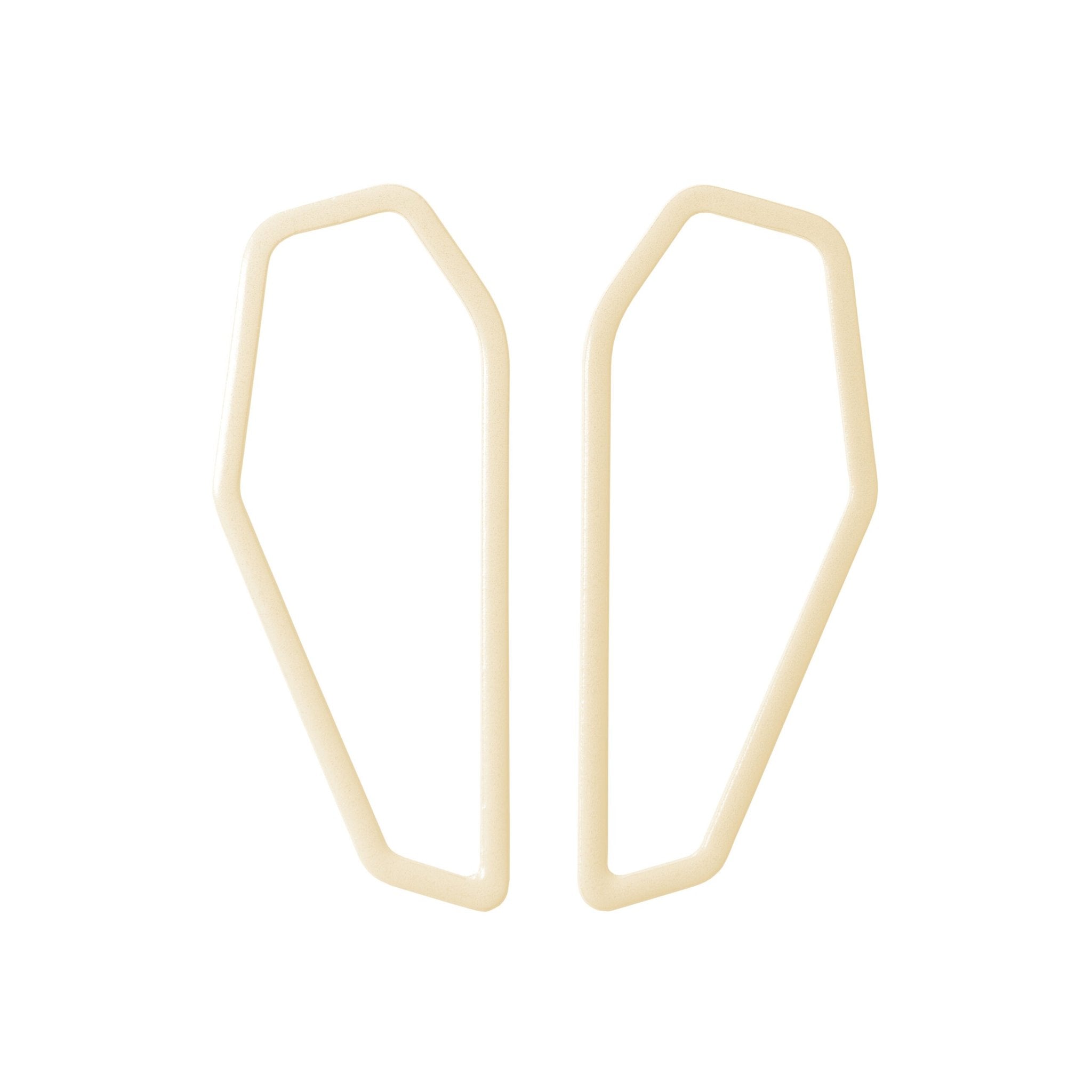 3. Lisa Kroeber Jewellery Color Frames Earrings in light beige, displayed in studio