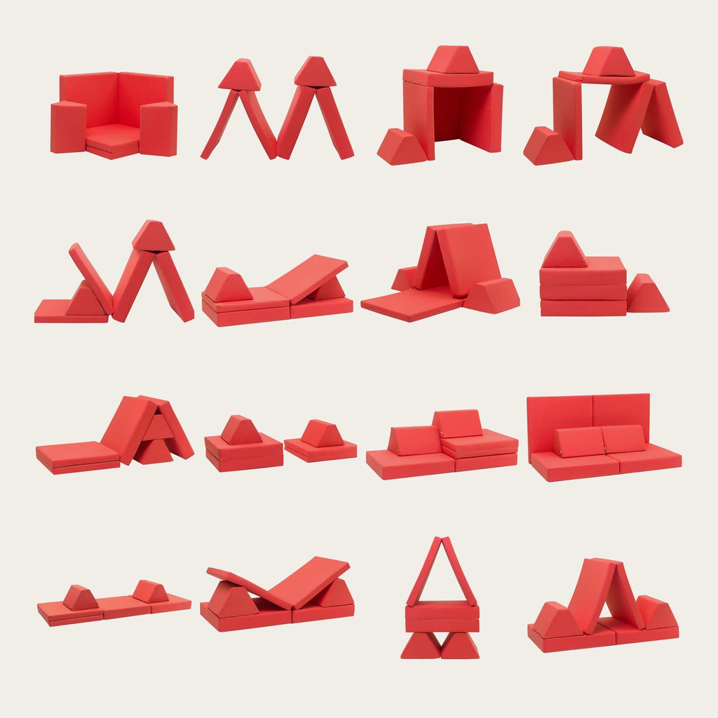 8. Various configurations of coral activity play mattress set shown on a white background