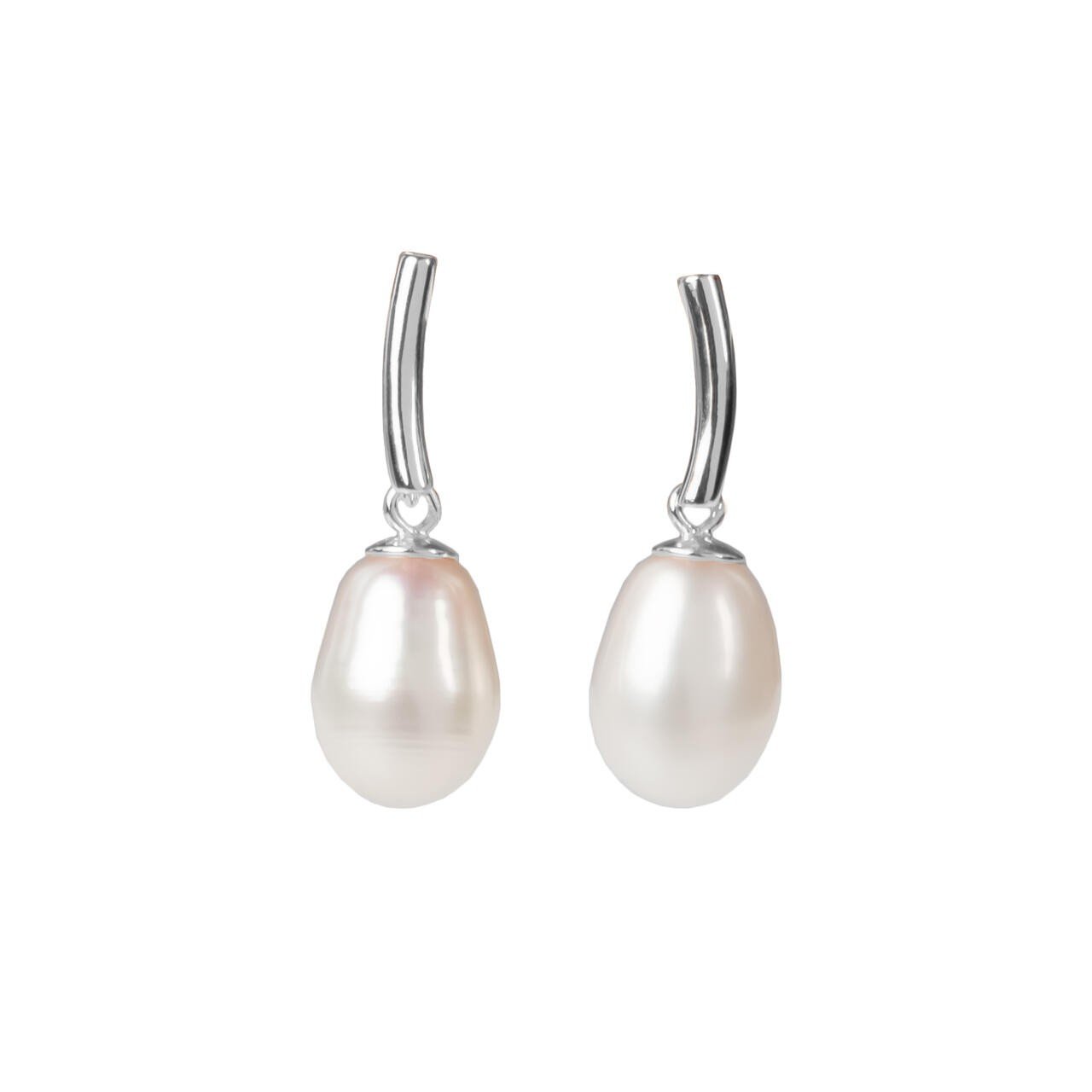 2. MyaMoon DayCharm Pearl Drop Earrings in silver with freshwater pearls, studio shot