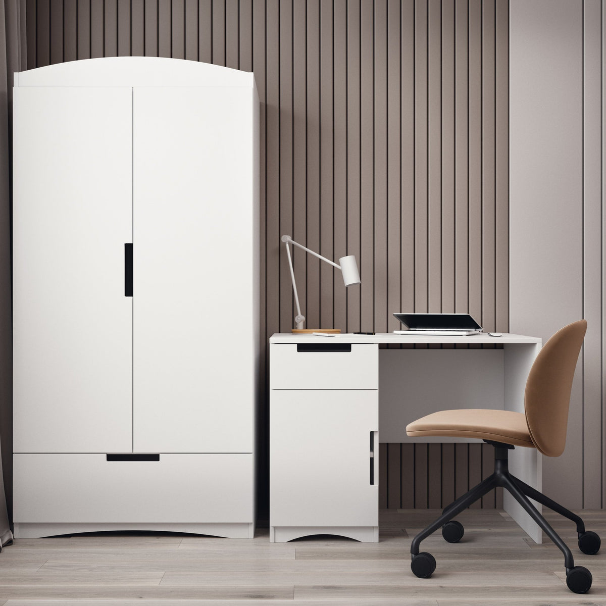 1. White Kocot Kids desk with chair and lamp in modern child's room setting