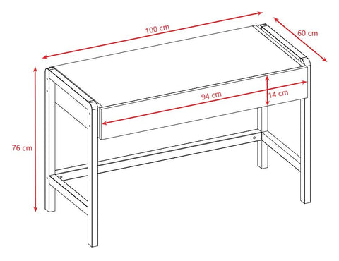 5. Size chart for Kocot Kids Victor desk showing dimensions in centimeters