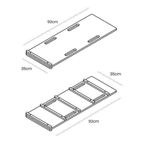 5. Size chart for slide and ladder showing dimensions in centimeters
