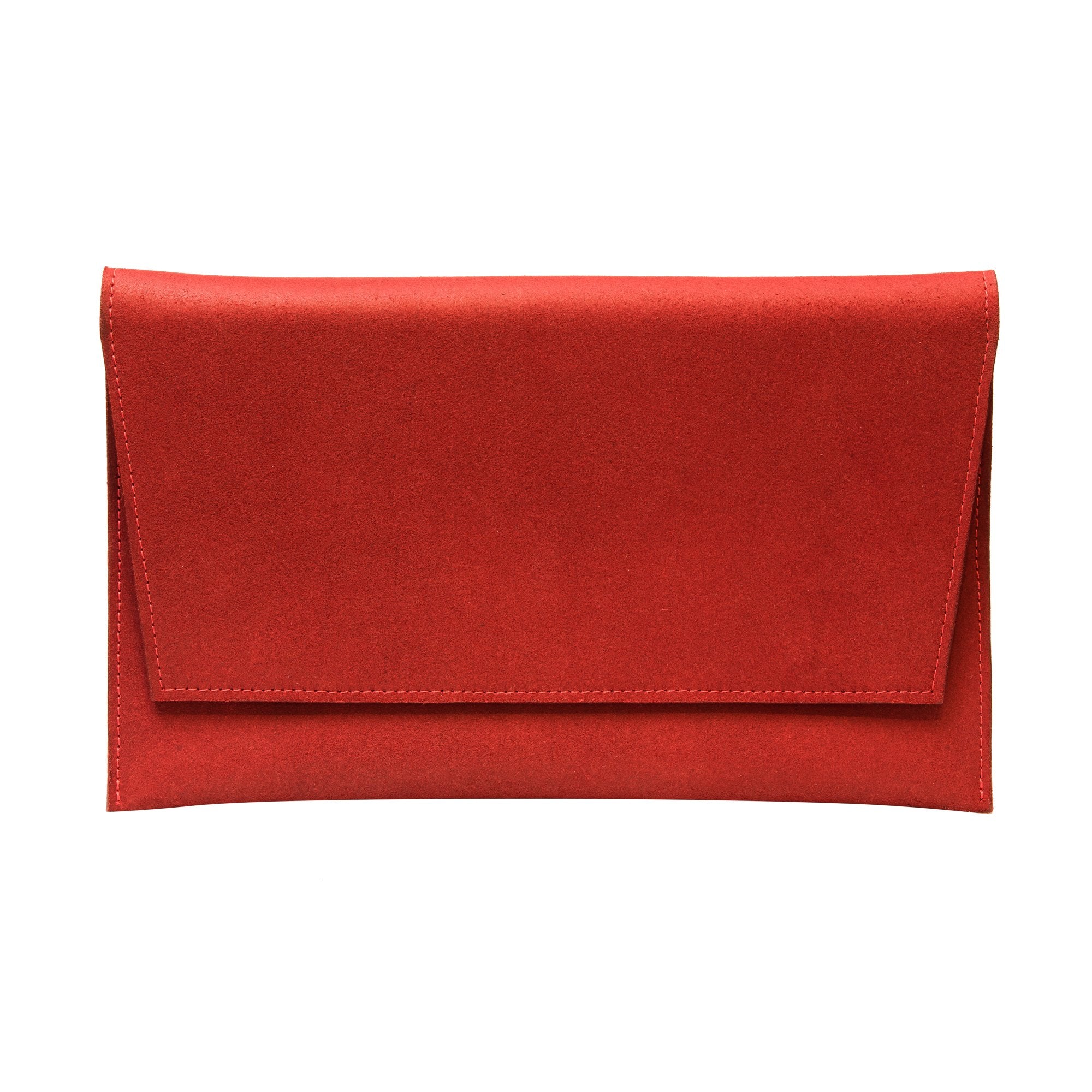 5. Front view of RR red chain shoulder bag with flap front and magnetic clasp closure