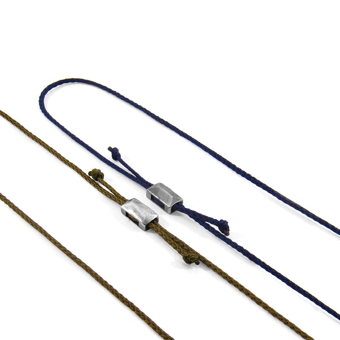 2. Close-up of Edward Silver and Rope SKINNY Bracelets in various colors with sterling silver clasps, showcasing adjustable design