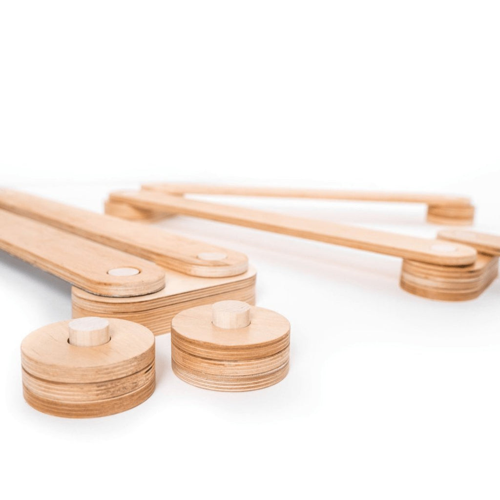 9. Ewart Woods wooden balance beams and connectors on white background