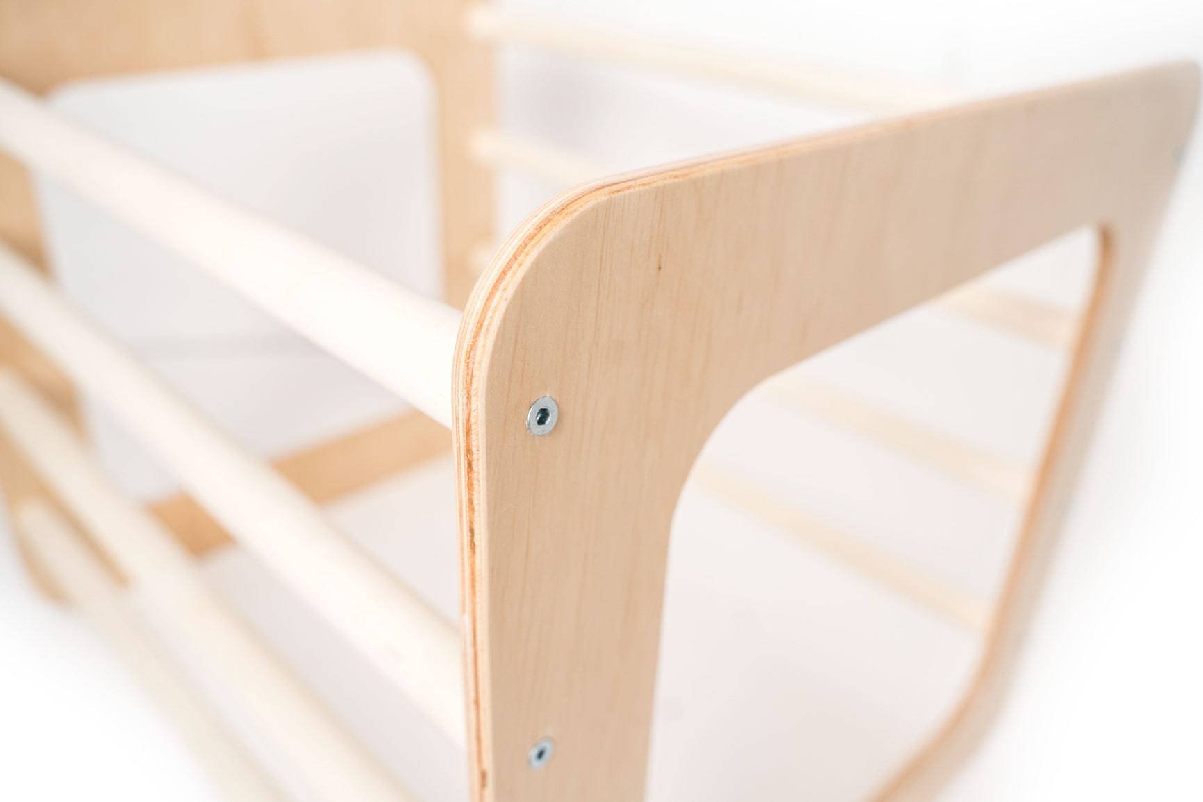 3. Close-up of Ewart Woods square gym corner showing smooth birch plywood finish