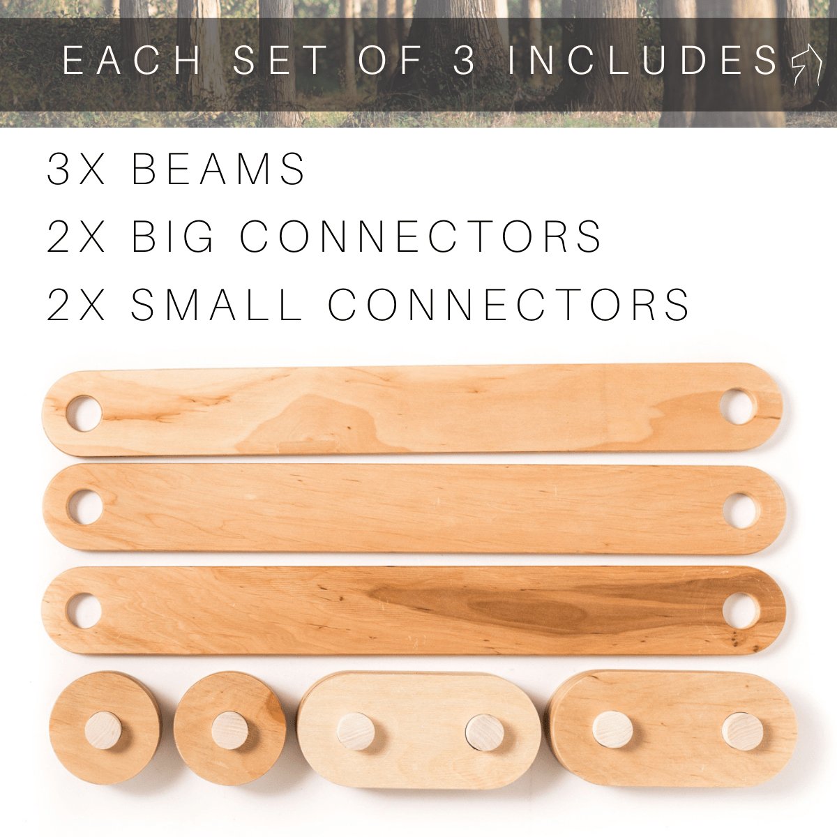 7. Set of Ewart Woods balance beams with connectors labeled in text