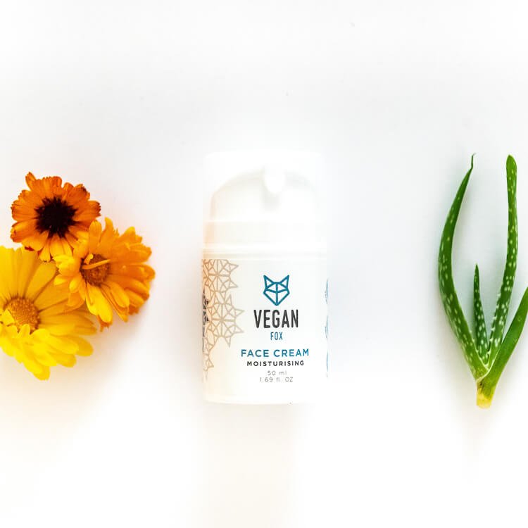 4. Vegan Fox Moisturising Face Cream 50 ml with calendula and aloe vera on white background