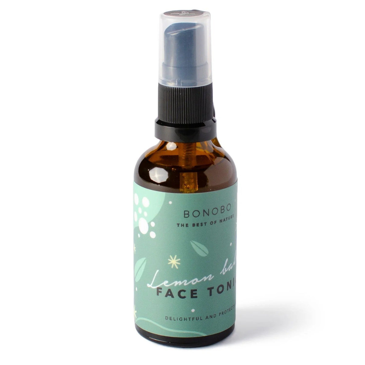 1. BONOBO Lemon Balm Face Tonic in amber spray bottle with green label on white background