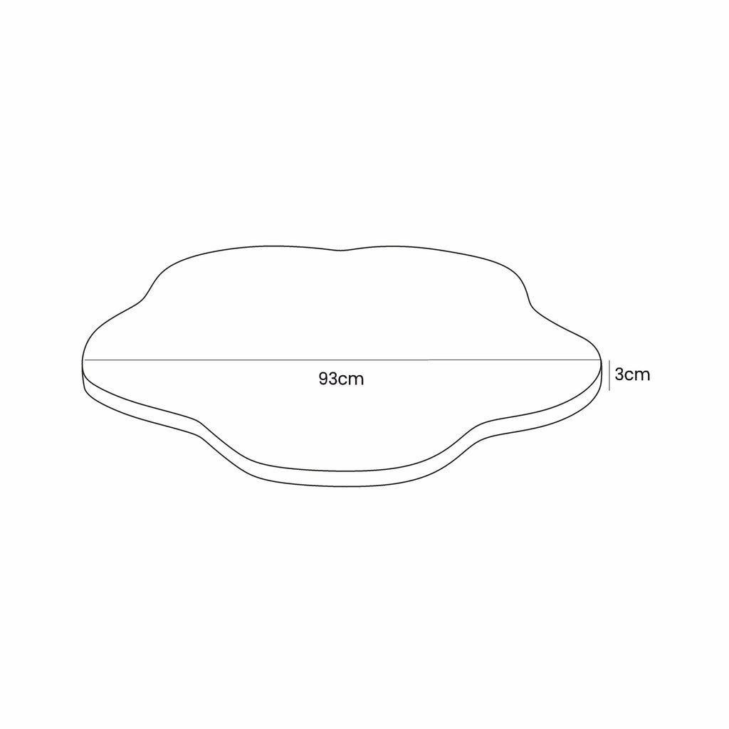 5. Size chart for flower-shaped baby ball pit showing dimensions 93cm by 3cm