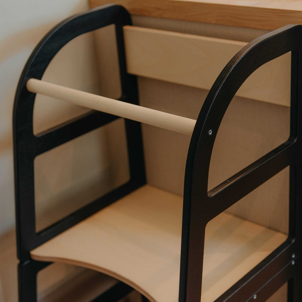 16. Close-up of black kitchen tower's platform and rail details