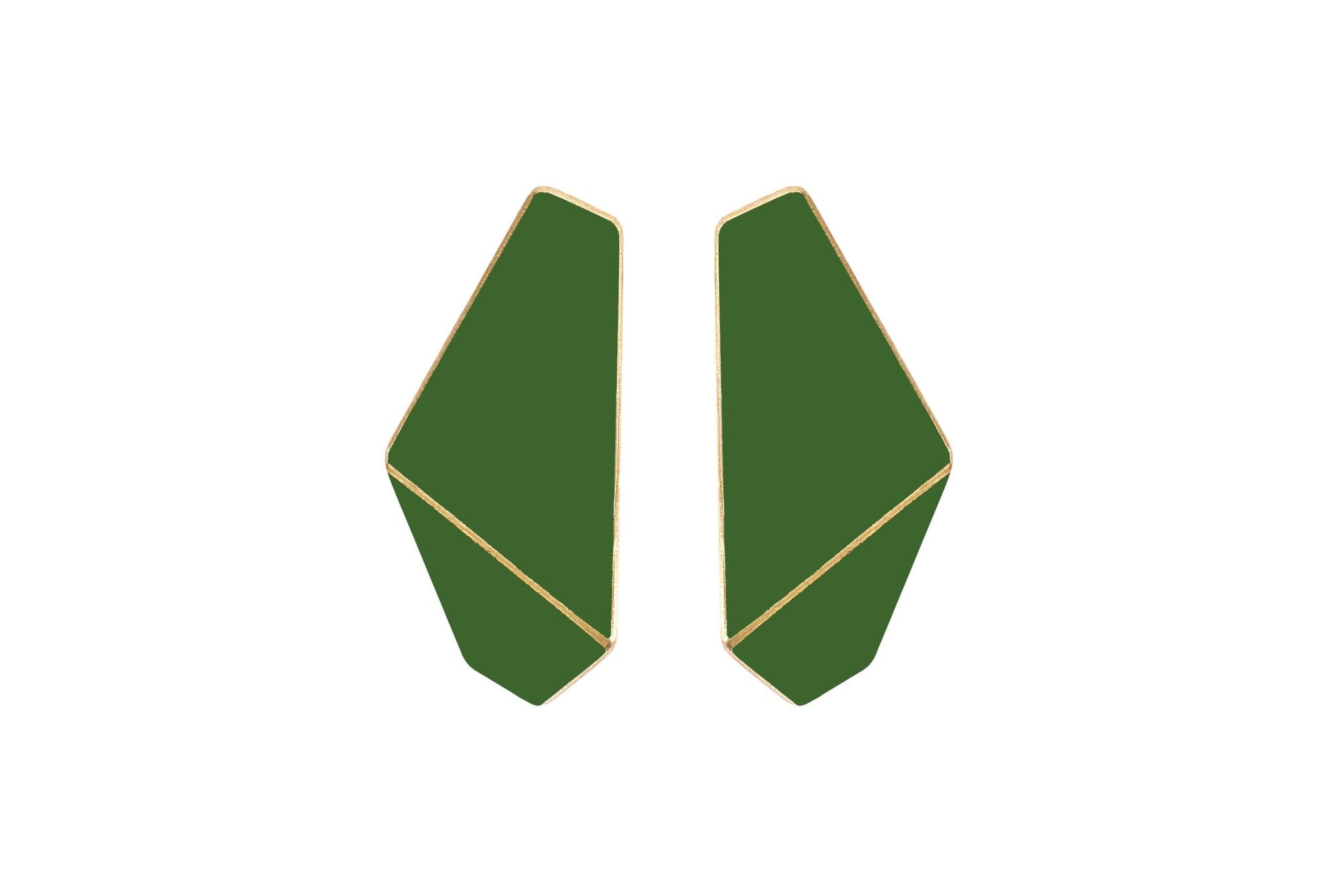 3. Lisa Kroeber Jewellery Folded Slim Earrings in green, studio shot