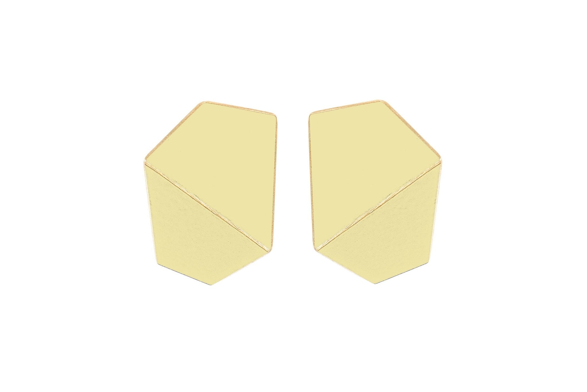 17. Lisa Kroeber Jewellery Folded Wide Earrings in pale yellow, handcrafted brass and sterling silver