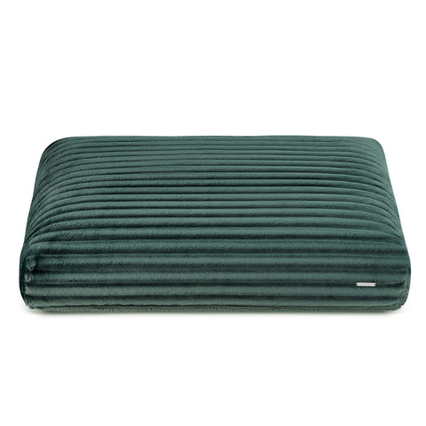 2. Bottle green Furo dog cushion by Labbvenn with ribbed plush fabric on a clean white background, highlighting its soft and supportive design.
