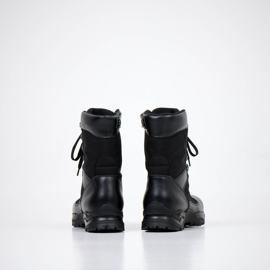 5. Rear view of black Samelin 590 Desert Boots with Zipper, showing durable heel and ankle support