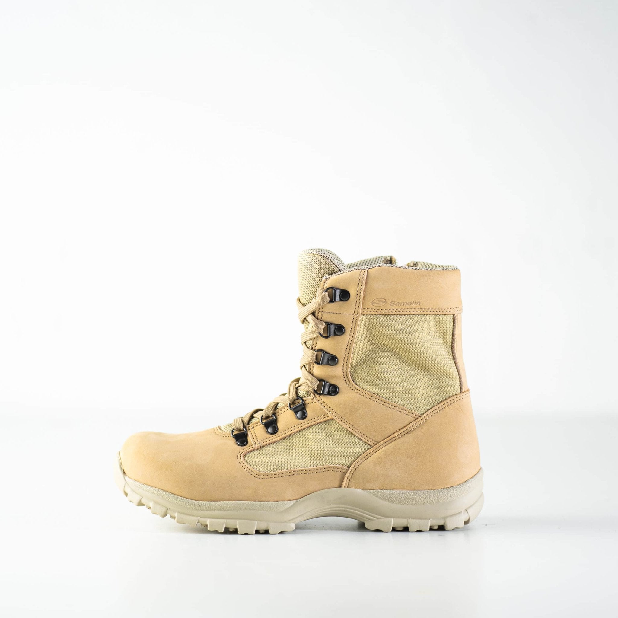 5. Samelin Light Street Boots 582 in beige, studio shot highlighting waterproof nubuck leather and textile