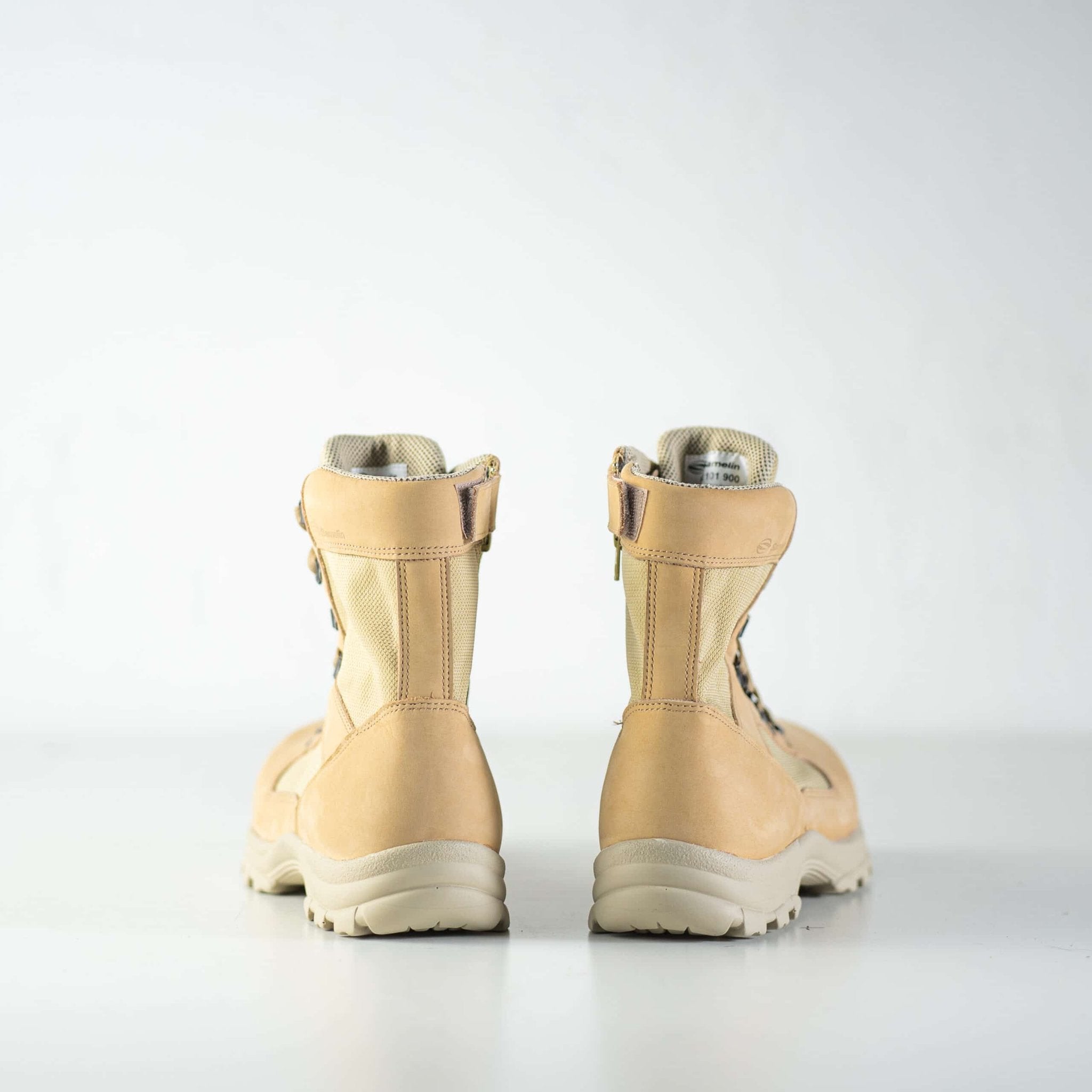 7. Back view of Samelin Light Street Boots 582 in beige, highlighting sturdy construction and design