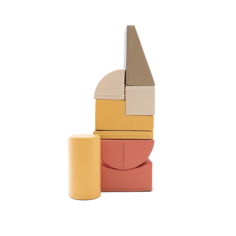 2. IGLU Adventurer pastel pink foam blocks stacked vertically in a tower formation