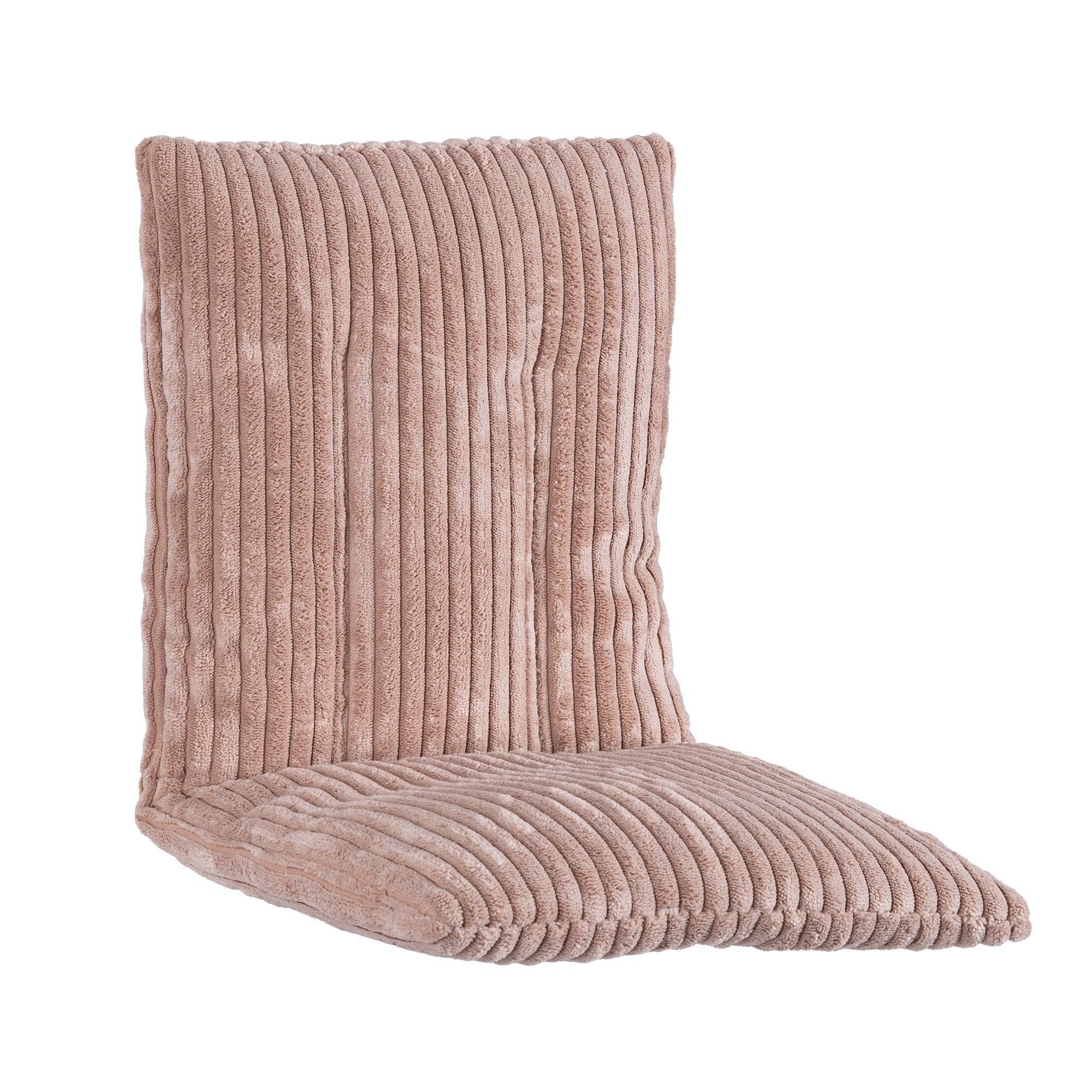 3. Close-up of pink powder corduroy cushion for baby swing, highlighting ribbed texture and soft material