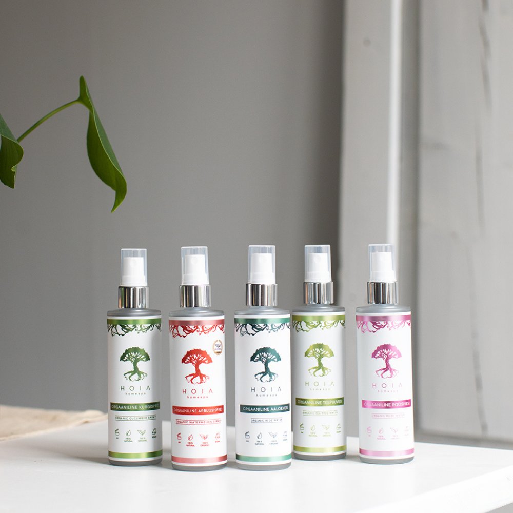 3. Collection of HOIA homespa herbal sprays in various scents, displayed on a white surface