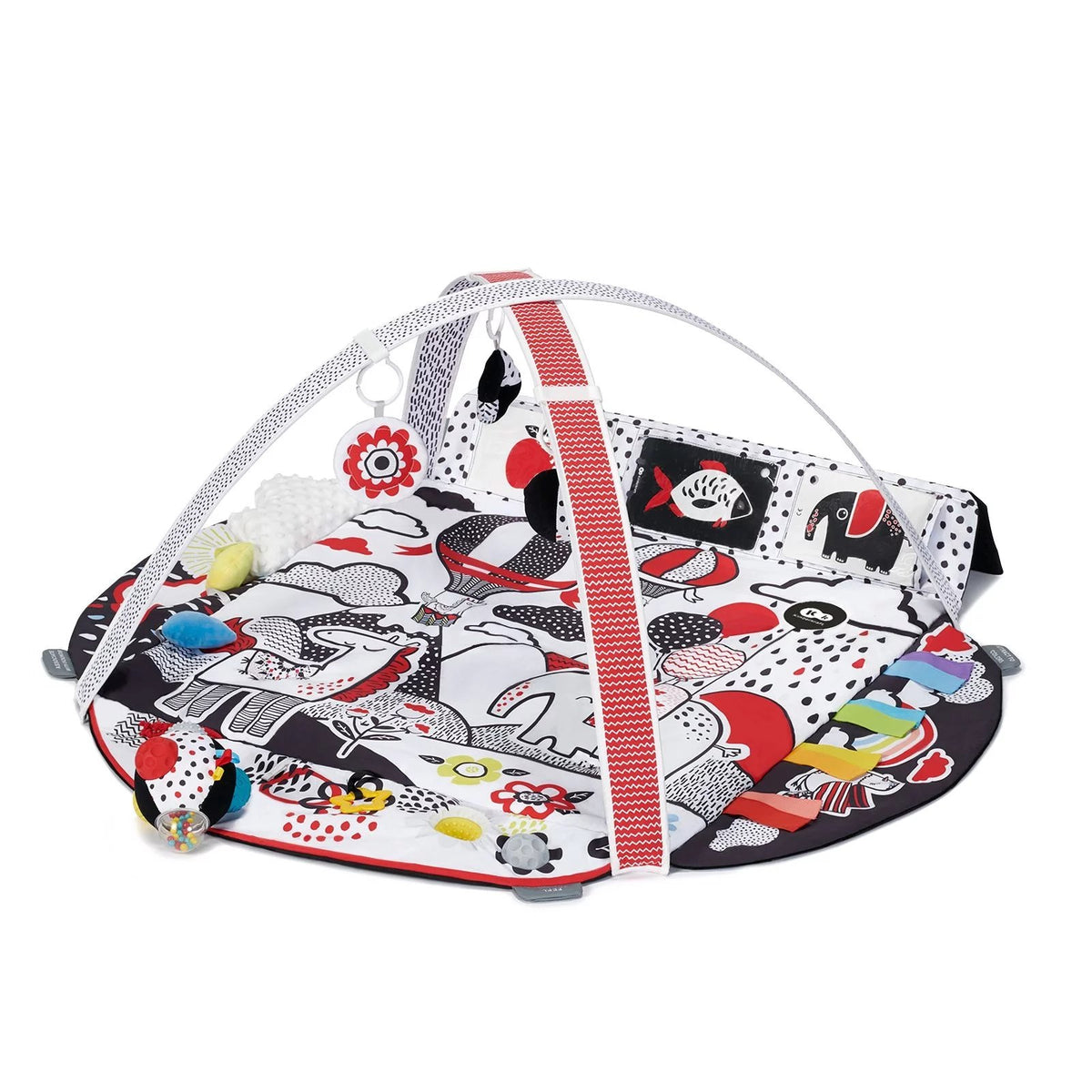 10. Kinderkraft 4SMART sensory playmat with contrasting colors and hanging toys
