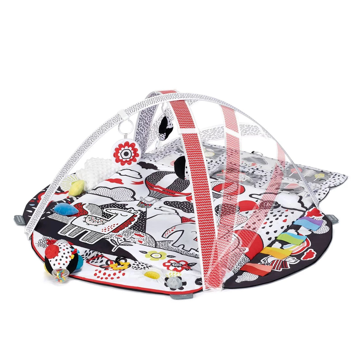 12. Kinderkraft 4SMART sensory playmat with contrasting colors and hanging toys