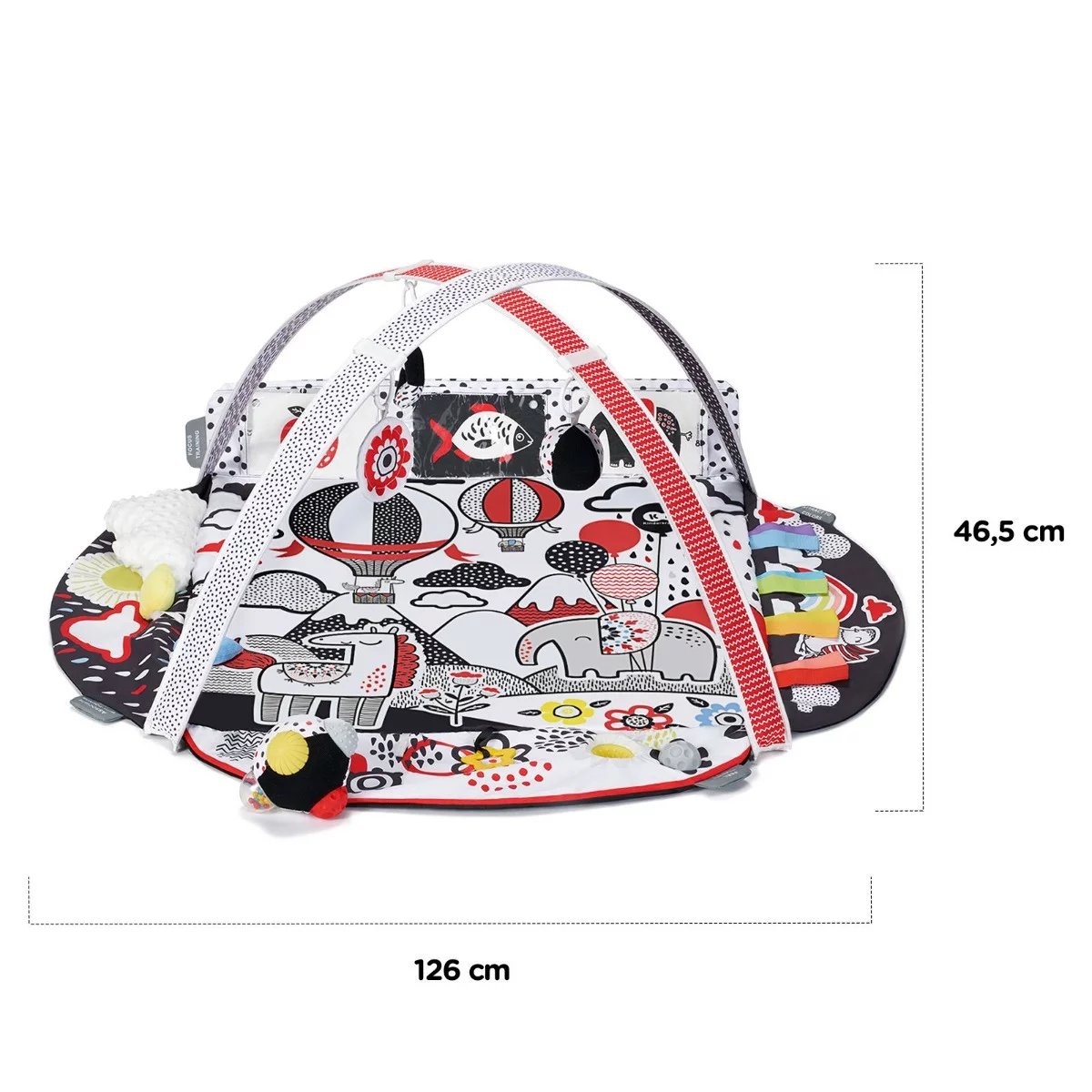 13. Size chart for Kinderkraft 4SMART playmat showing 126 cm width and 46.5 cm height