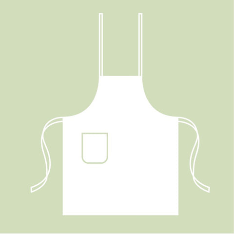 5. Size chart illustration of apron with pocket on light green background