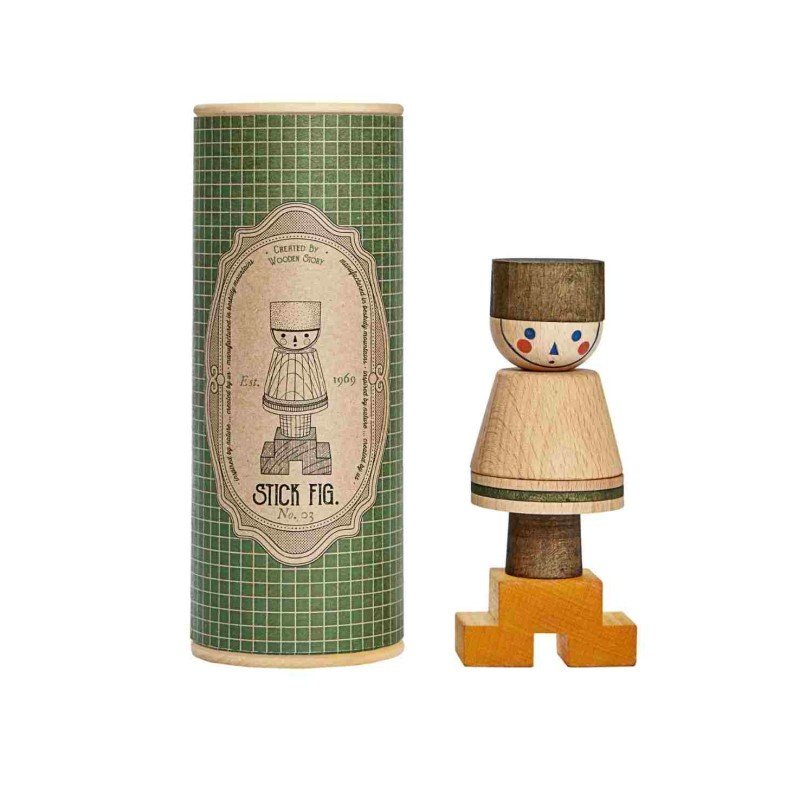 2. Wooden Story LALA Stick Figure Puzzle in green with packaging on a white background