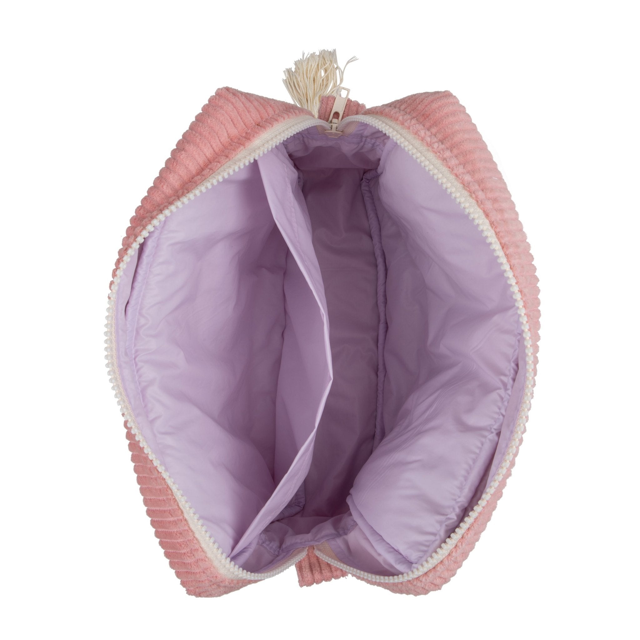 3. Interior view of Moi Mili makeup bag showing spacious lavender lining