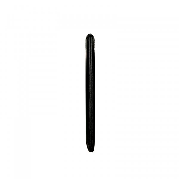 7. Side profile of EXENTRI City black cardholder on white background