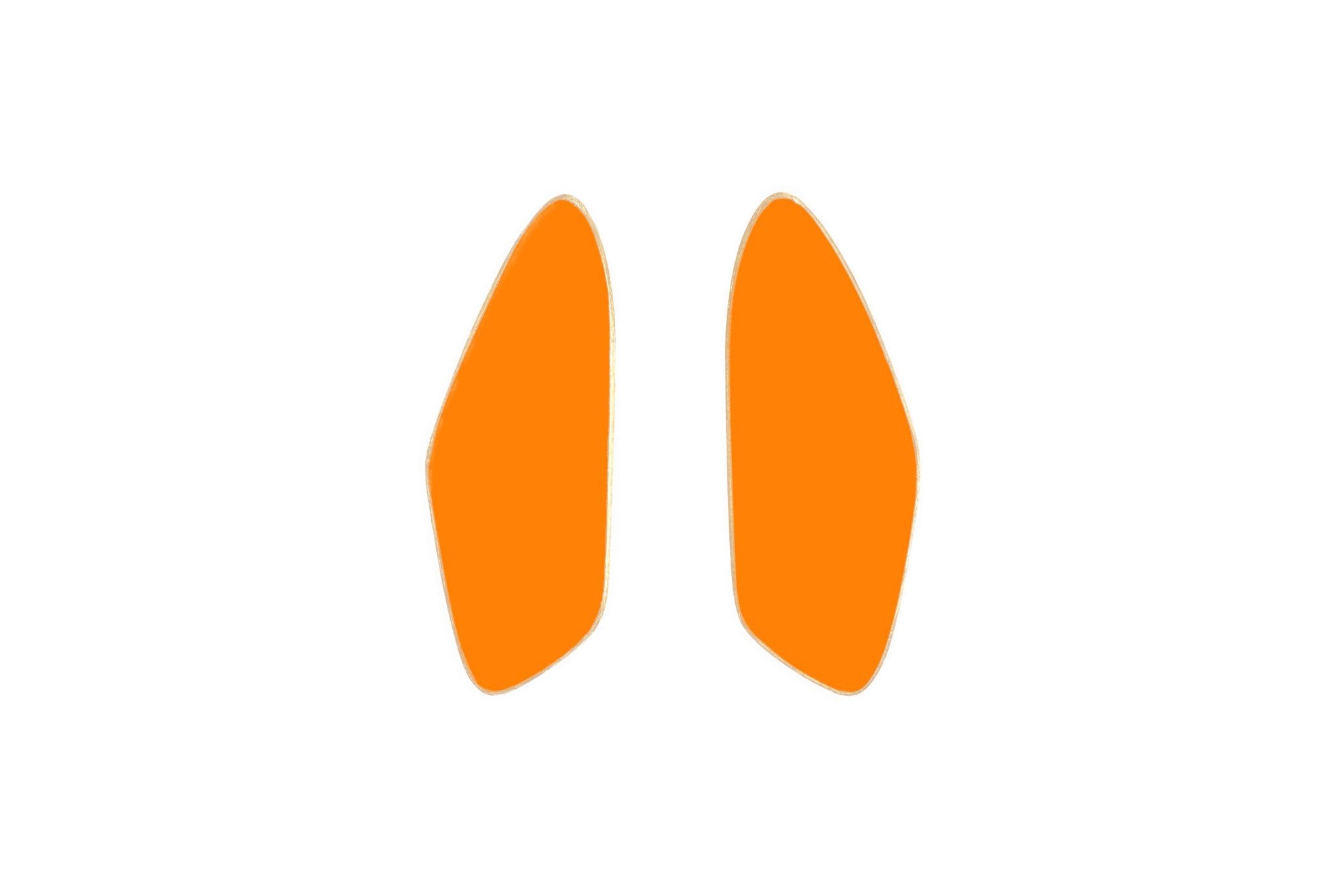 15. Lisa Kroeber Jewellery Leaves Small Earrings in orange, organic shape design