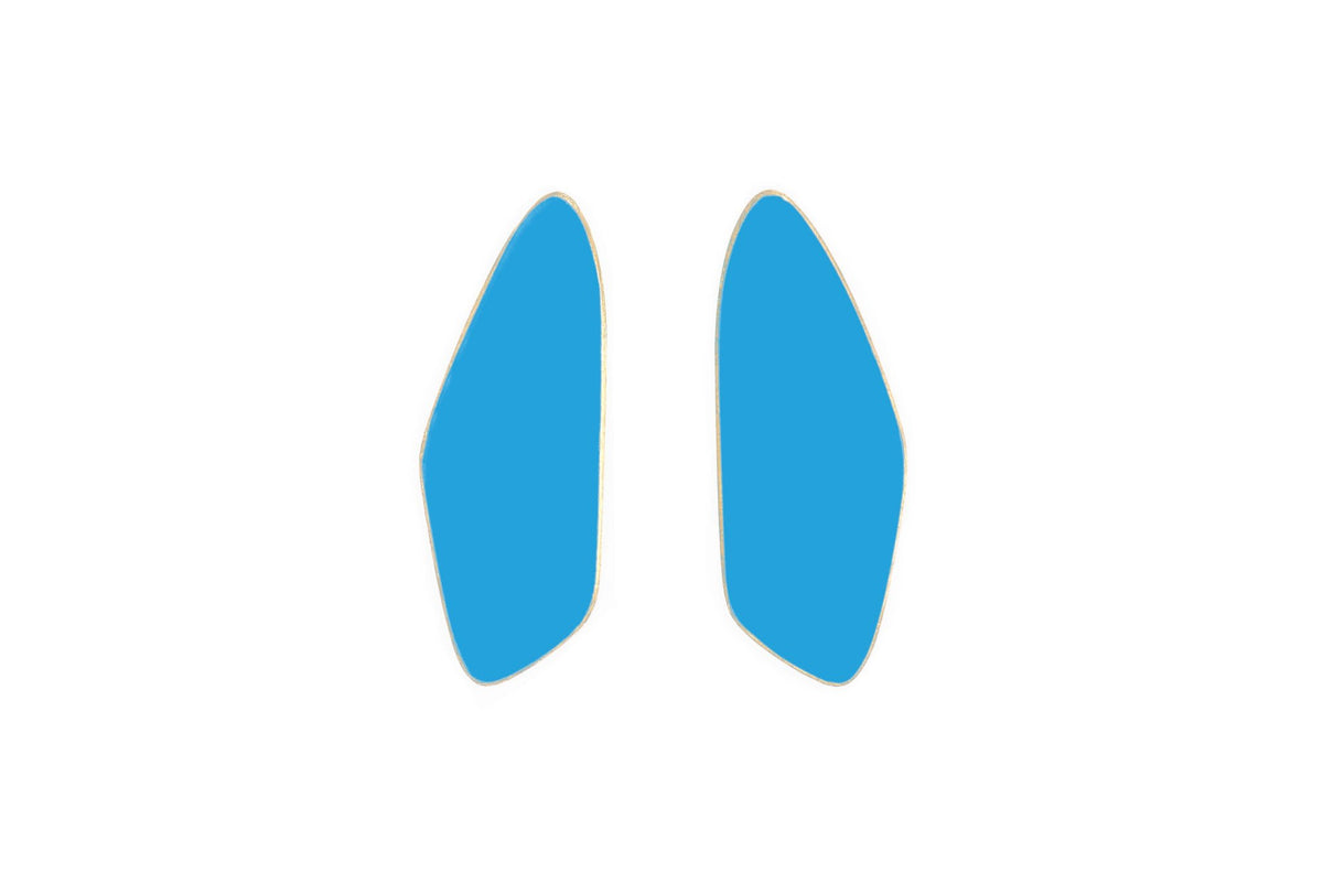 11. Lisa Kroeber Jewellery Leaves Small Earrings in light blue, organic shape design
