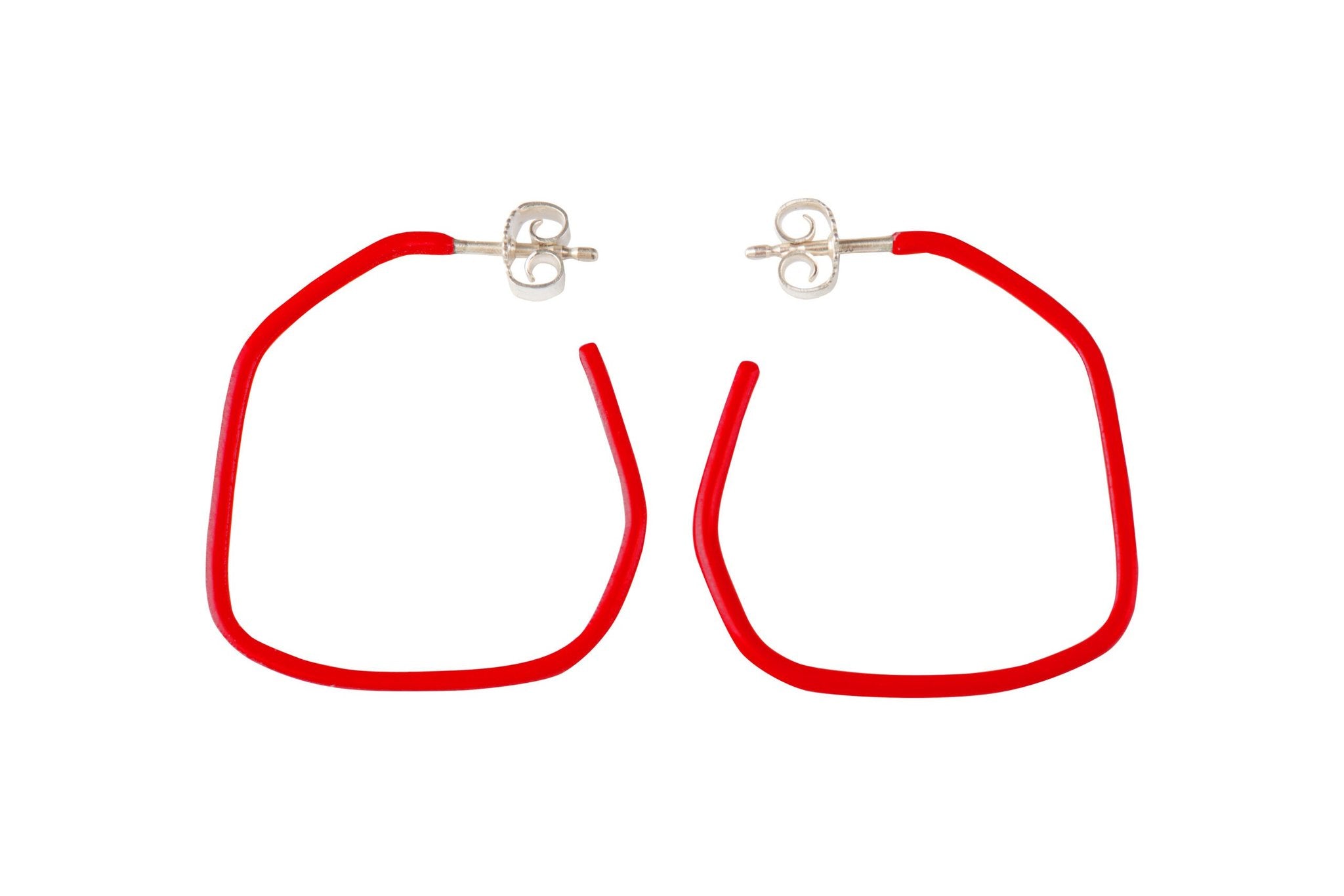 15. Studio image of Lisa Kroeber Jewellery Lines Earrings in red