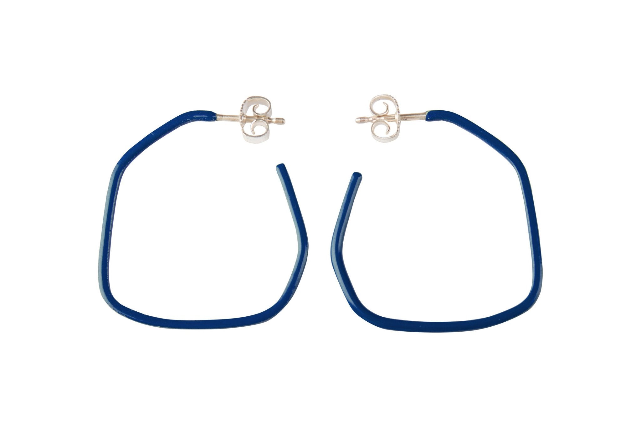 6. Studio image of Lisa Kroeber Jewellery Lines Earrings in blue
