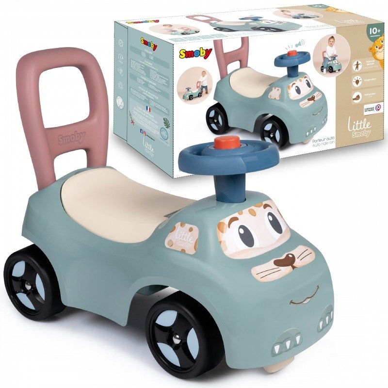 2. Smoby Little Ride-on Pusher with packaging, showing product features and branding