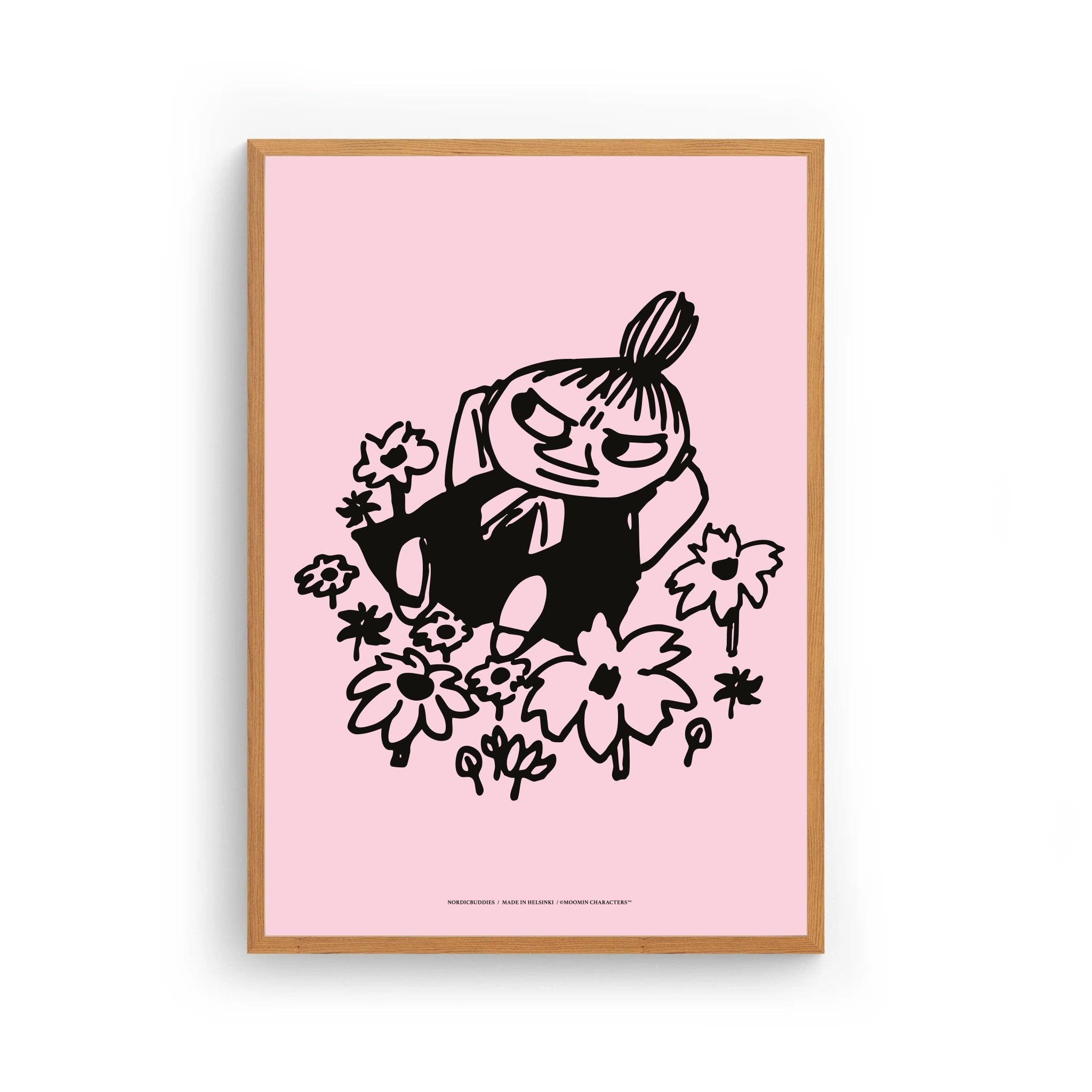 3. Little My Poster by Moomin in wooden frame, pink background, 30x40 cm