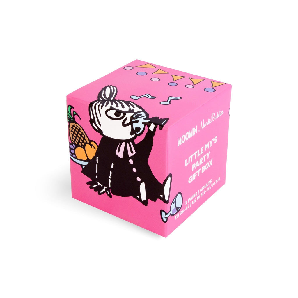 5. Pink gift box featuring Little My character and party illustrations, labeled 'Little My's Party Gift Box' by Moomin NordicBuddies
