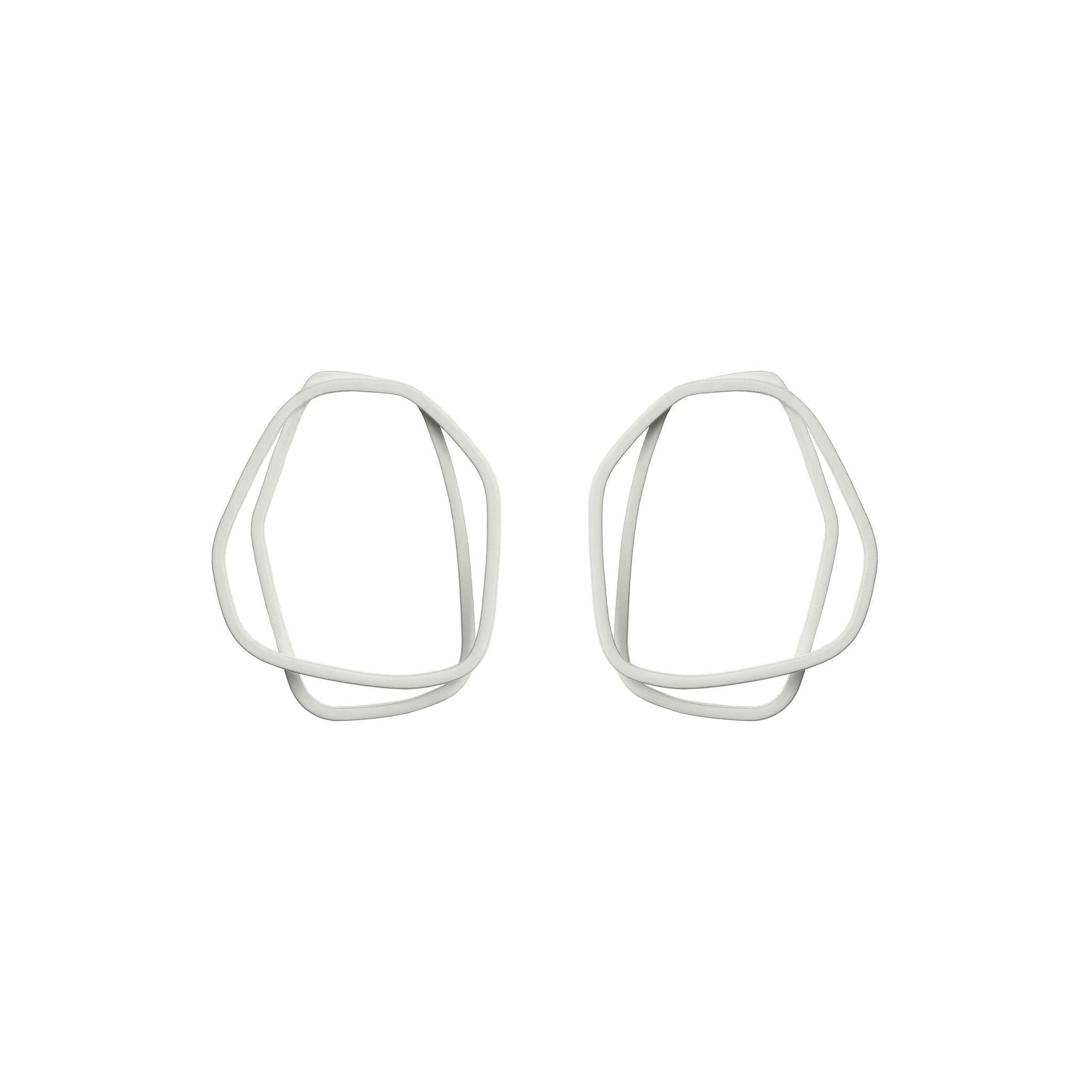 6. Lisa Kroeber Jewellery Loops Earrings in white, organic shape, powder coated brass