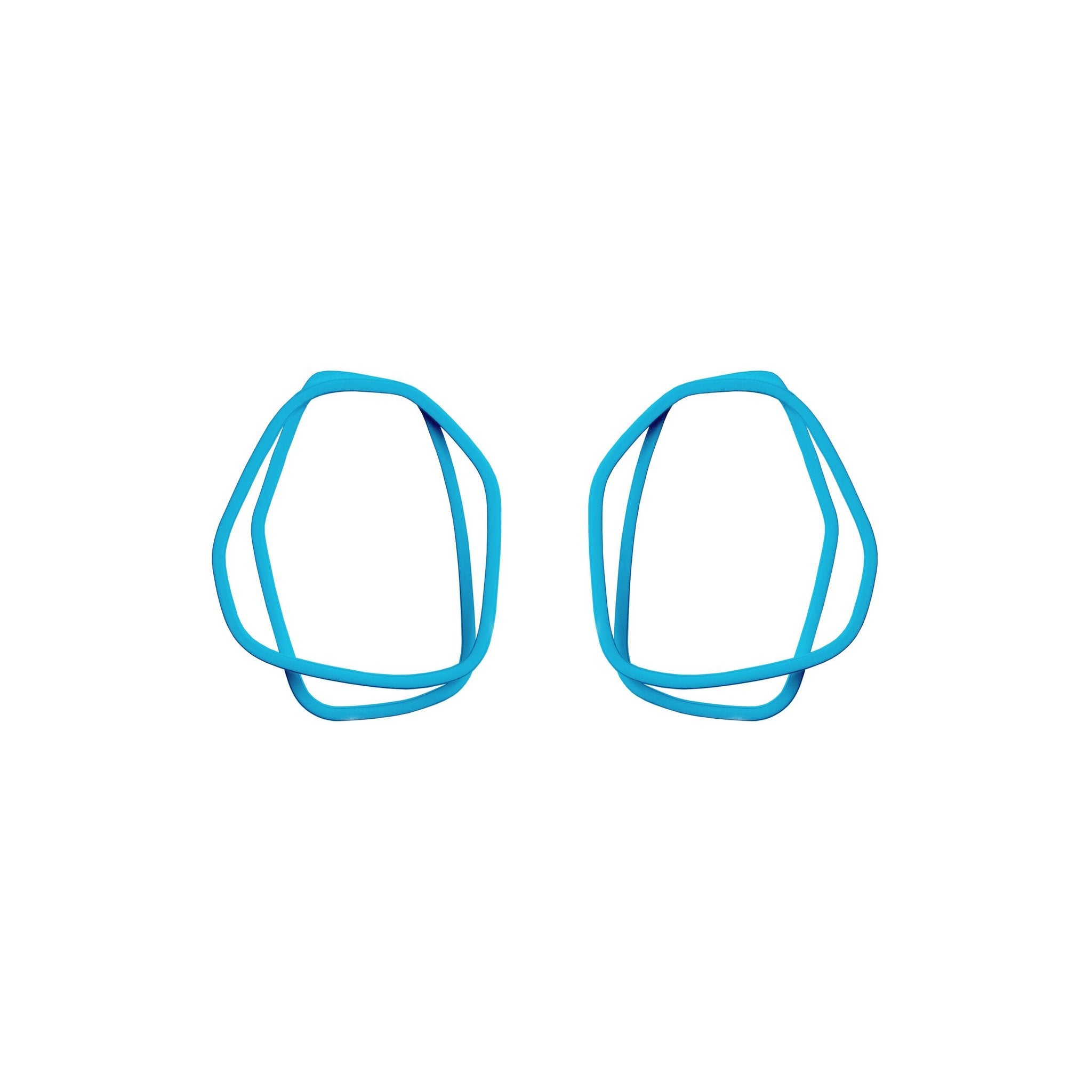 2. Lisa Kroeber Jewellery Loops Earrings in light blue, organic shape, powder coated brass