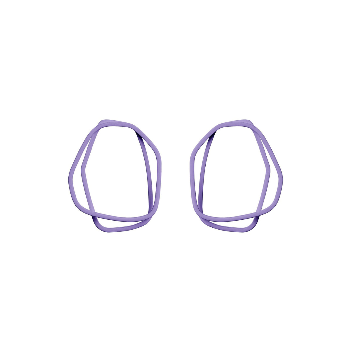 10. Lisa Kroeber Jewellery Loops Earrings in purple, organic shape, powder coated brass