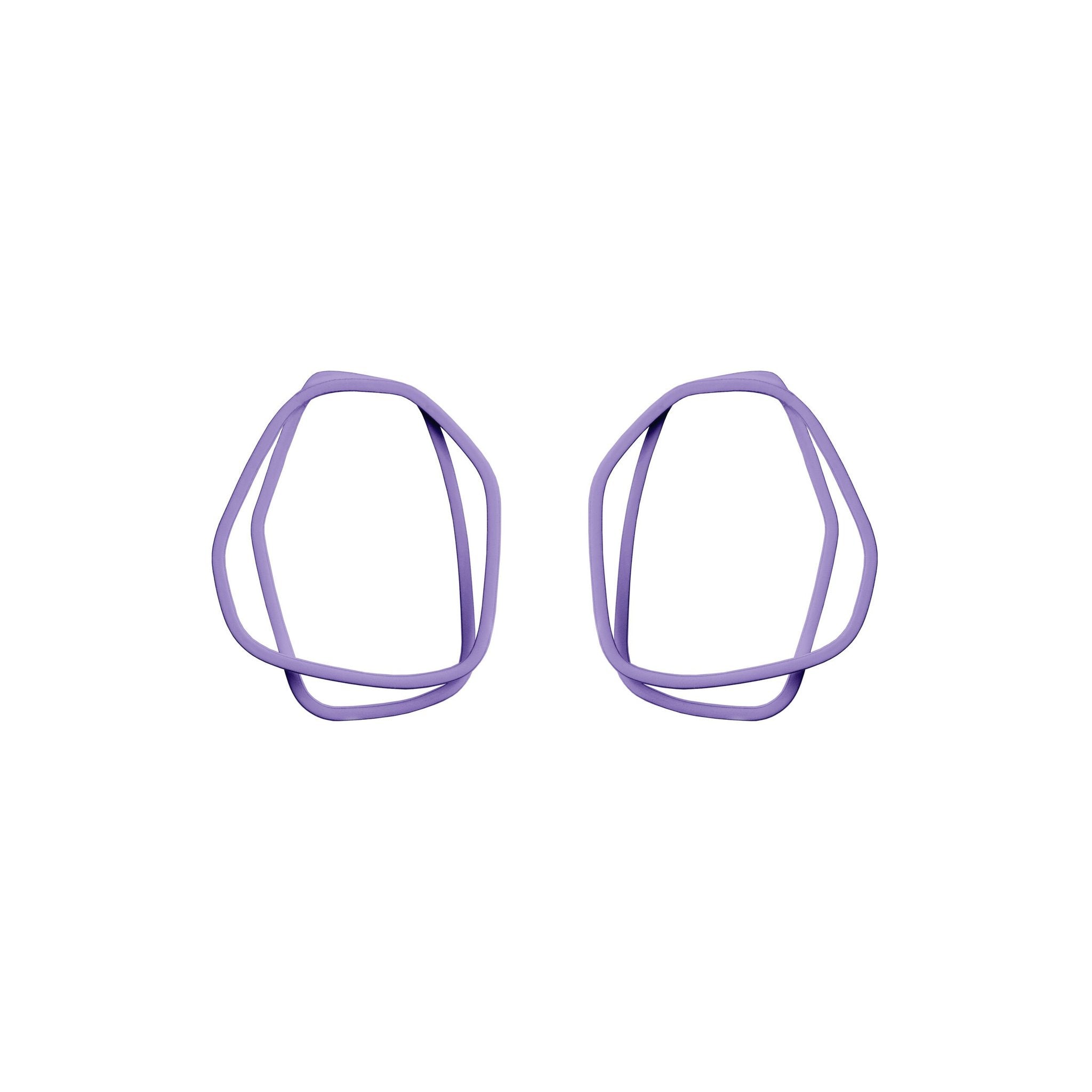10. Lisa Kroeber Jewellery Loops Earrings in purple, organic shape, powder coated brass