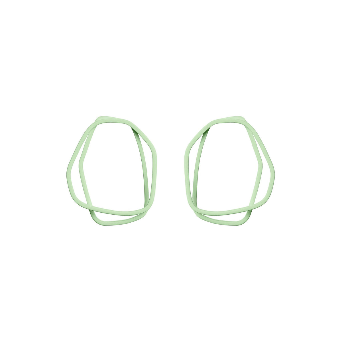 8. Lisa Kroeber Jewellery Loops Earrings in mint green, organic shape, powder coated brass