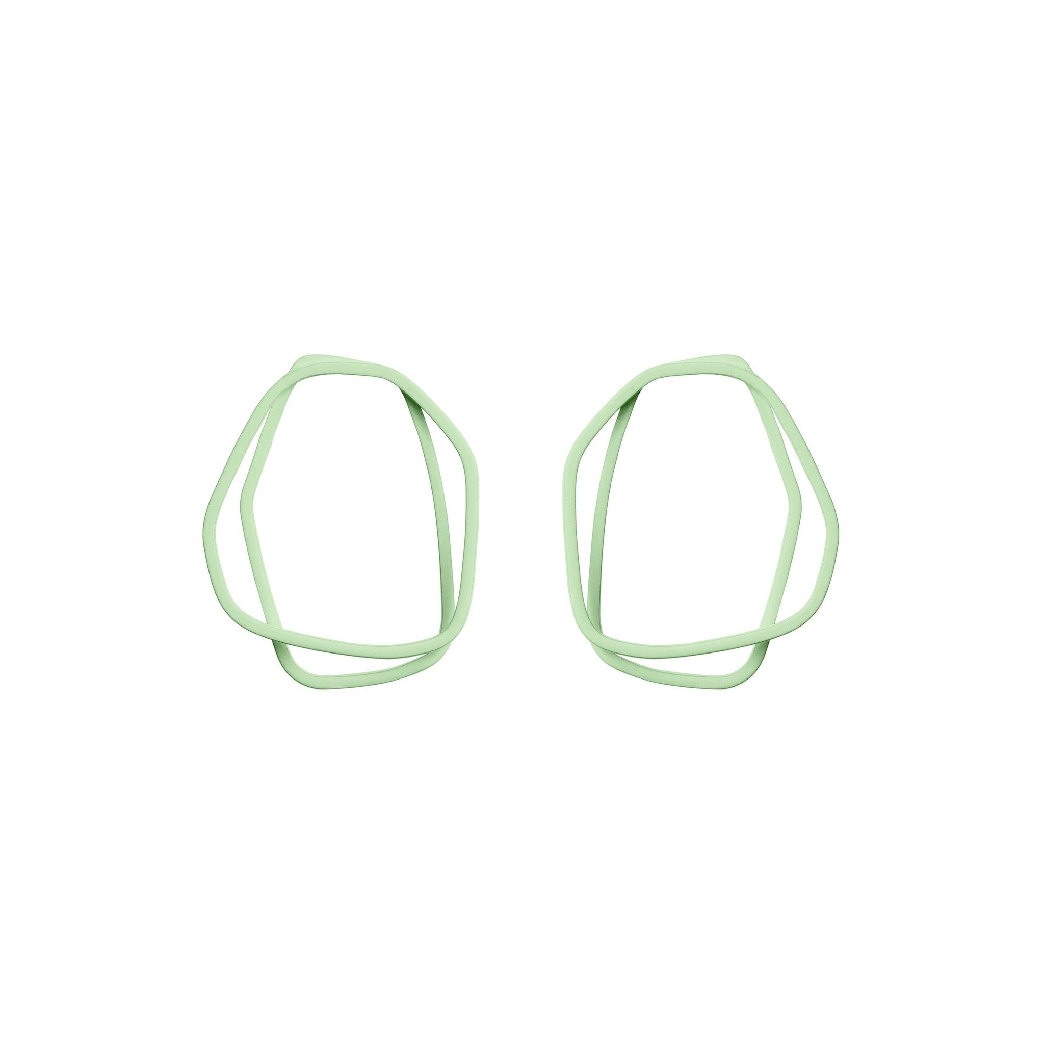 8. Lisa Kroeber Jewellery Loops Earrings in mint green, organic shape, powder coated brass