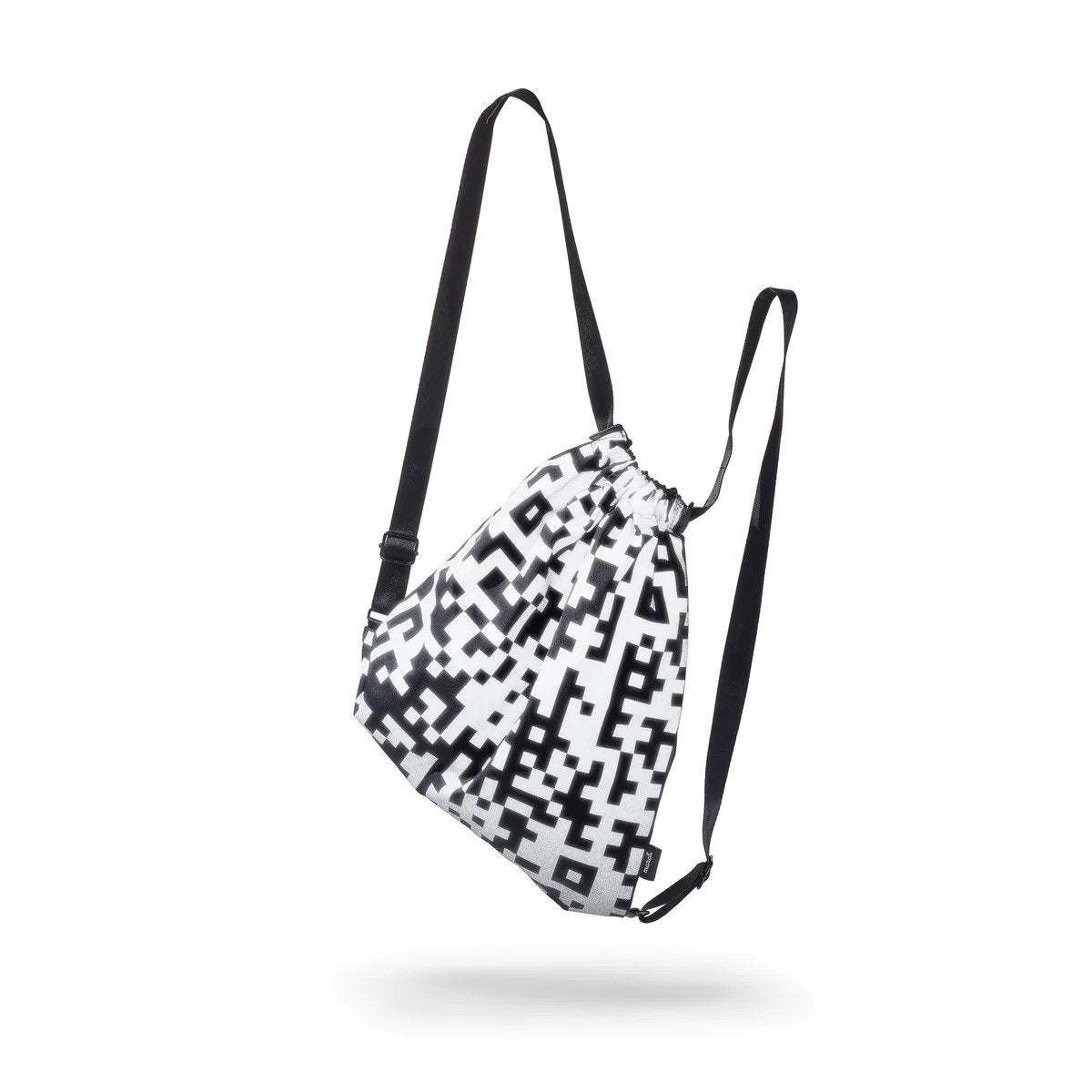 2. MARCH Water Resistant Reflective Backpack QR in white with black pattern, studio side view